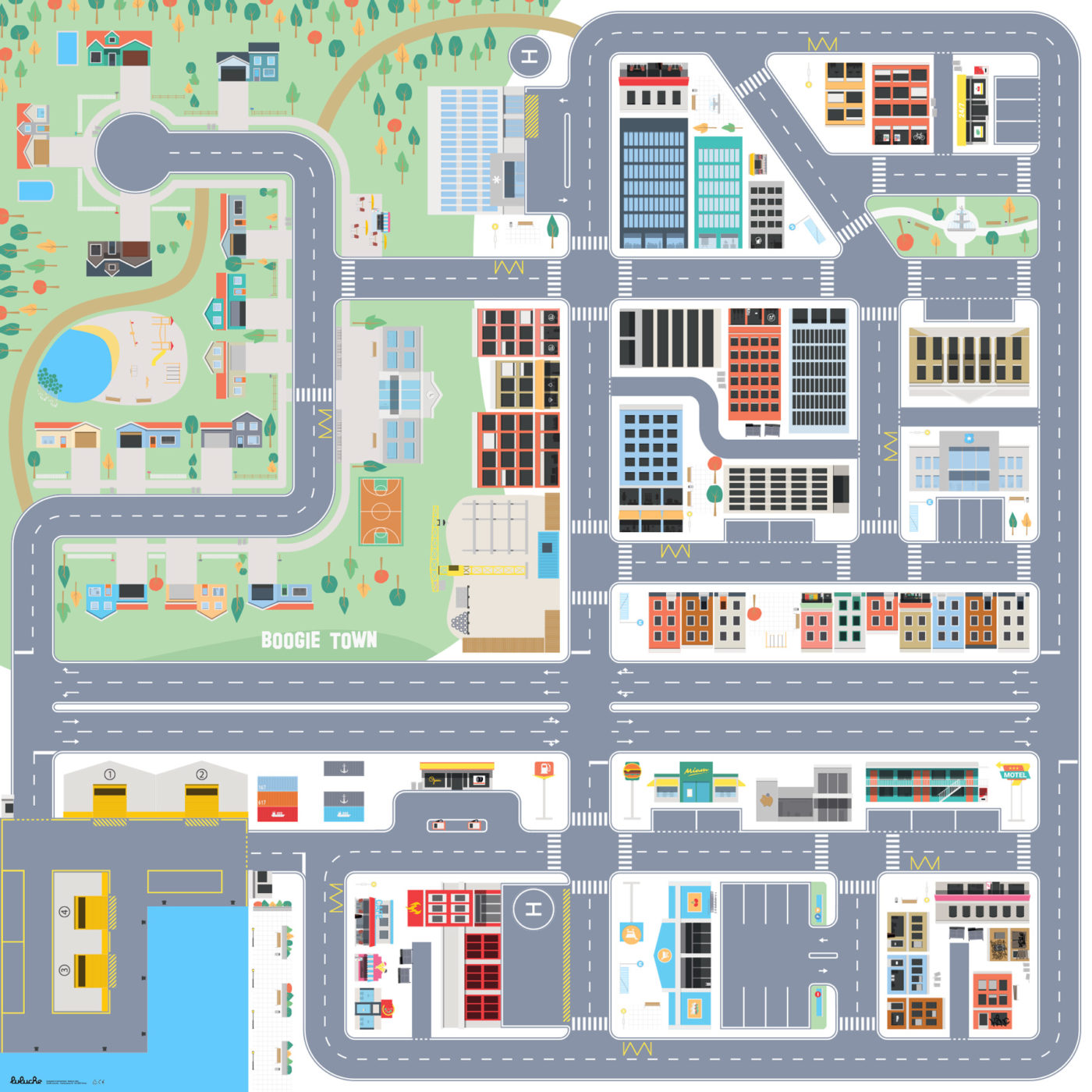 Luluche - Giant carpet with roads for small cars
