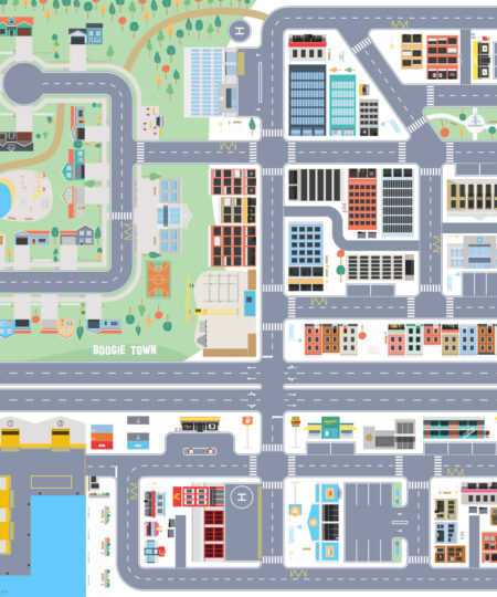 Luluche - Riesiger Teppich mit Straßen für kleine Autos
