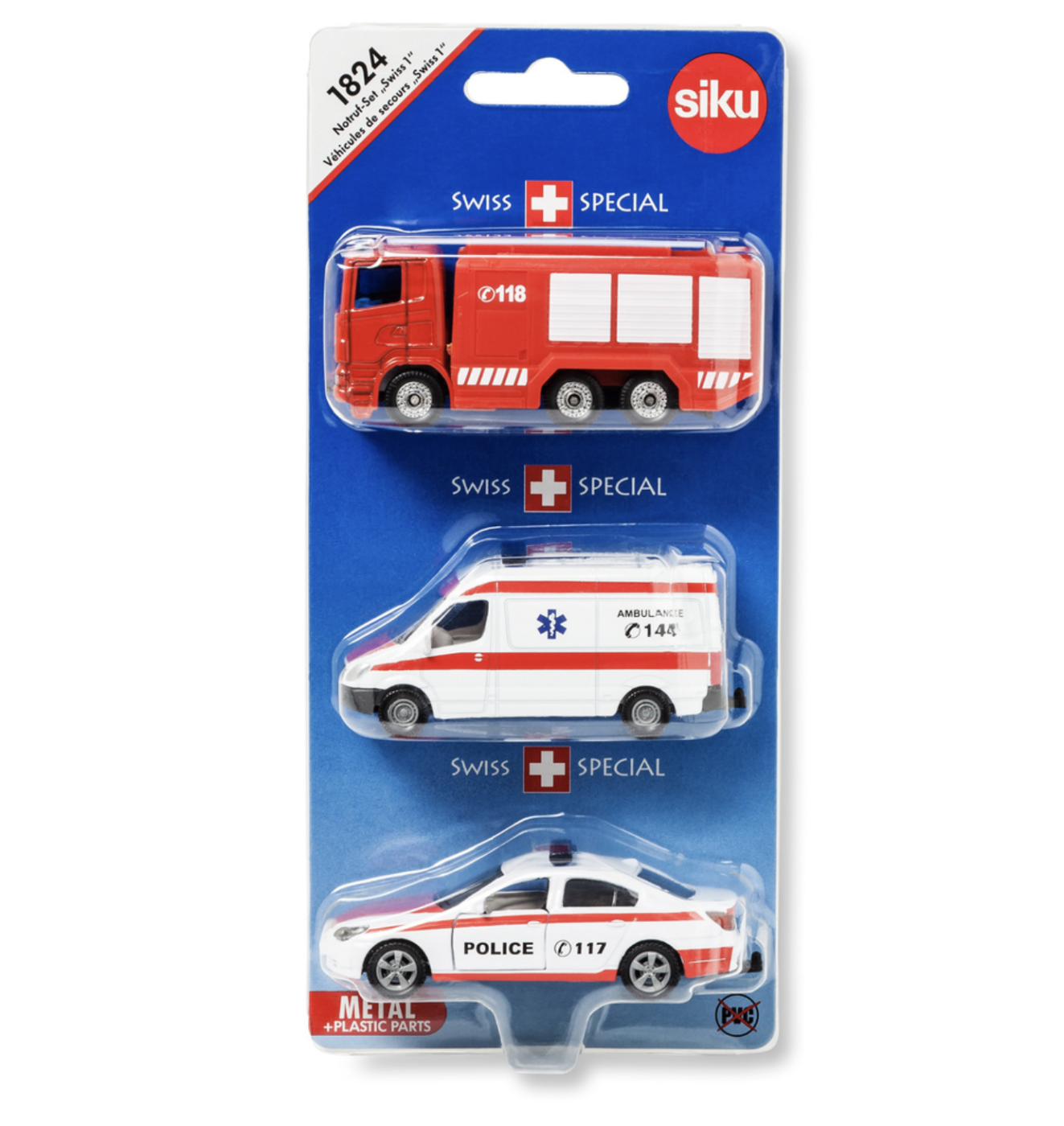 Siku - Petites voitures de police, ambulance et camion pompiers